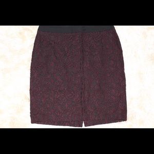 Black and purple lace pencil skirt